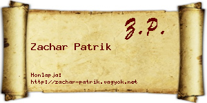 Zachar Patrik névjegykártya